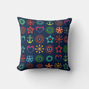 Abstract fun shapes retro design print cushion