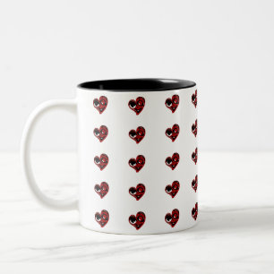 Abstract, funky, quirky red hearts Two-Tone coffee mug