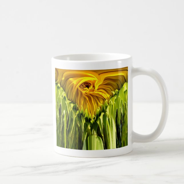 Abstract funky retro Sunflower, scared geometry  Coffee Mug (Right)