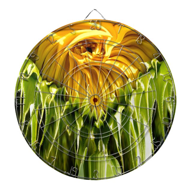 Abstract funky retro Sunflower, scared geometry  Dartboard (Front)
