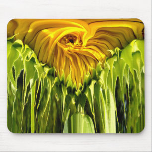 Abstract funky retro Sunflower, scared geometry  Mouse Mat