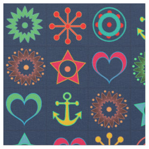Abstract, funny, shapes, retro fabric