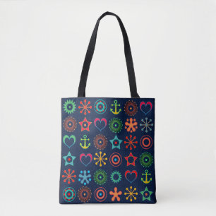 Abstract, funny, shapes, retro tote bag