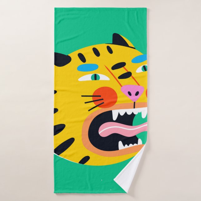 Abstract funny tiger bath towel (Bath Towel)