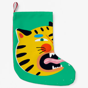 Abstract funny tiger small christmas stocking