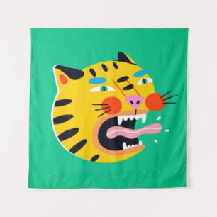 Abstract funny tiger tapestry