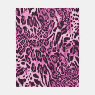 abstract furry leopard skin pattern fleece blanket