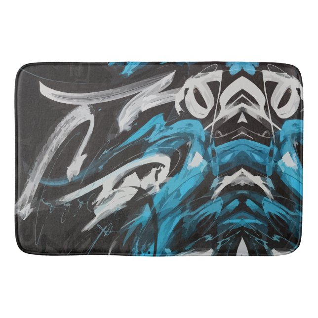 Abstract Fusion: Colour Splashes and Dynamic Lines Bath Mat (Front)