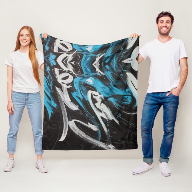 Abstract Fusion: Colour Splashes and Dynamic Lines Fleece Blanket (In Situ)