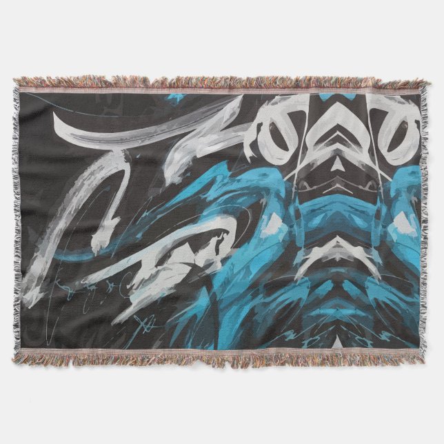Abstract Fusion: Colour Splashes and Dynamic Lines Throw Blanket (Front)