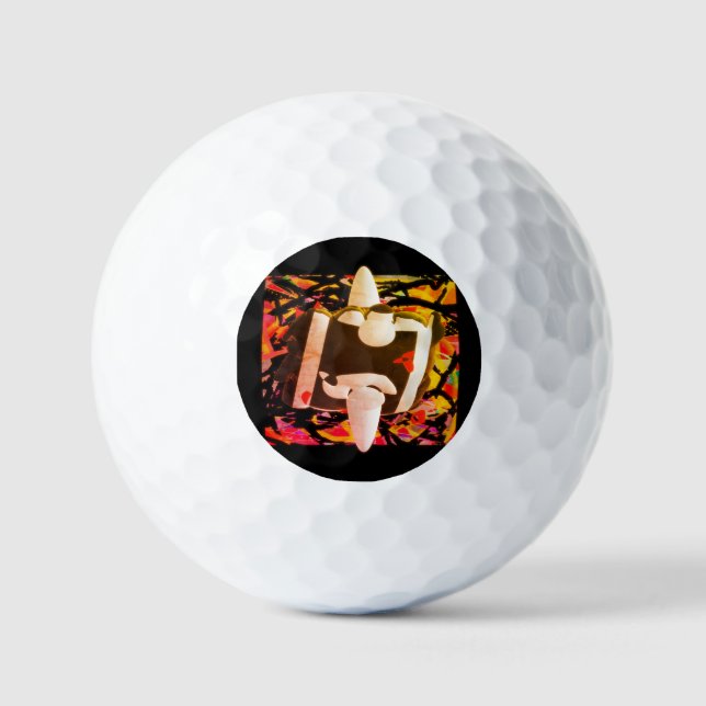 Abstract futuristic design modern  keychain golf balls (Front)
