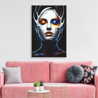 Abstract Futuristic Woman Portrait Canvas Art