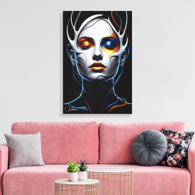 Abstract Futuristic Woman Portrait Canvas Art (Insitu(LivingRoom))