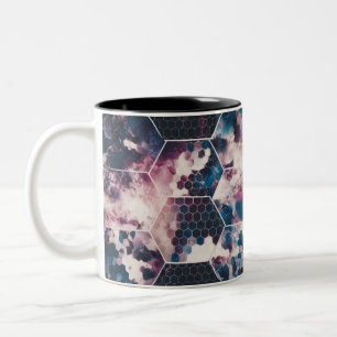 Abstract Galaxy Hexagon Two-Tone Mug – Modern