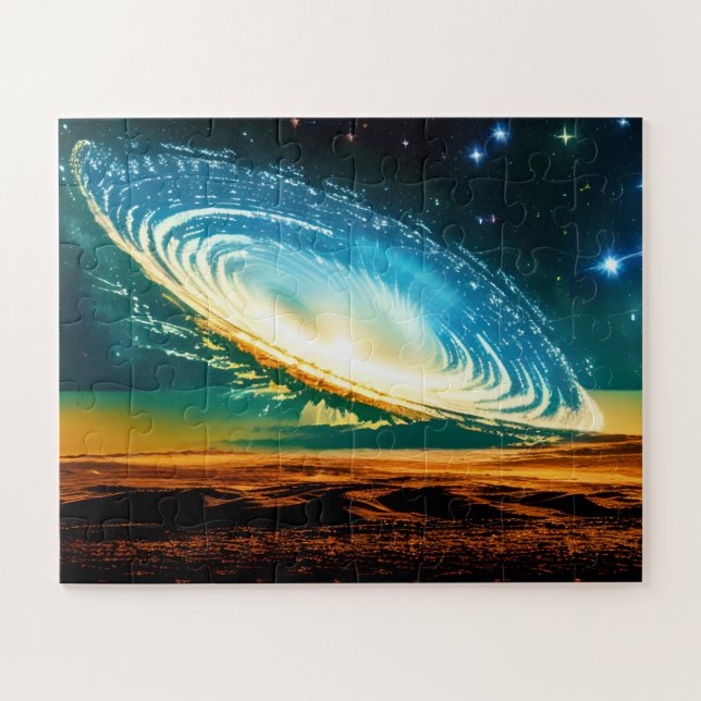 Abstract Galaxy Over Desert Planet in Cosmos Jigsaw Puzzle (Horizontal)