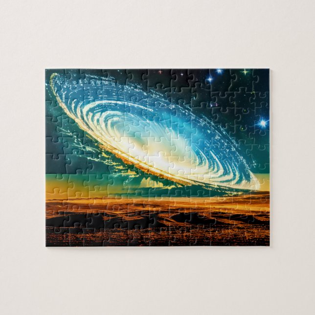 Abstract Galaxy Over Desert Planet in Universe Jigsaw Puzzle (Horizontal)