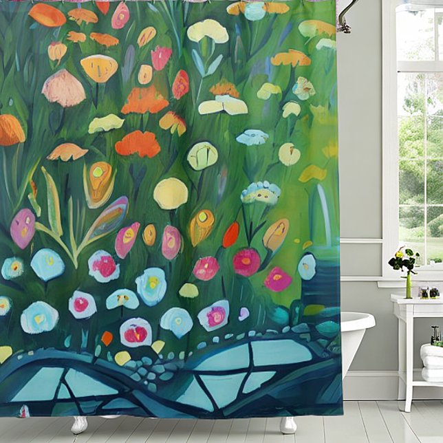 Abstract garden painting shower curtain (Creator Uploaded)