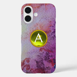 ABSTRACT GEM MONOGRAM purple yellow iPhone 16 Case
