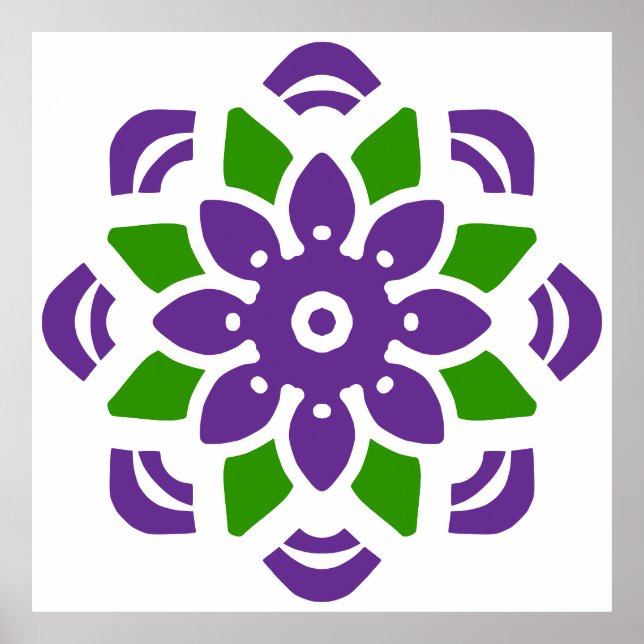 Abstract Geo Mandala Flower Poster (Front)