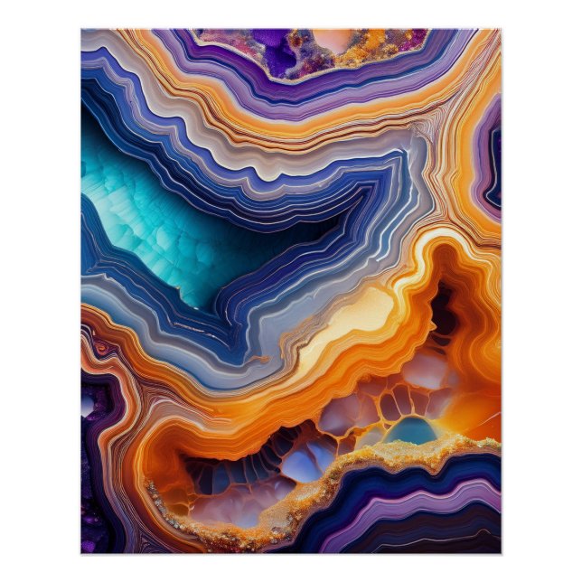 Abstract Geode Art – Colourful Stone Layers Poster (Front)