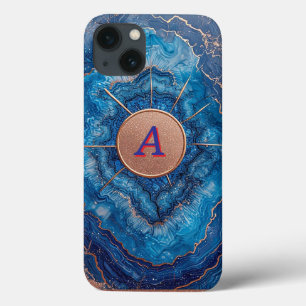 Abstract Geode Design With Rose Gold Accents iPhone 13 Case