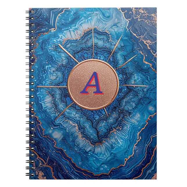 Abstract Geode Design With Rose Gold Accents Notebook (Front)