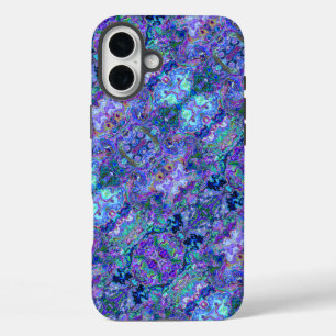 Abstract Geode Marbling in Peacock Colours iPhone 16 Plus Case