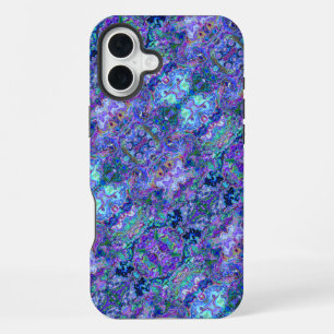 Abstract Geode Marbling in Peacock Colours iPhone 16 Plus Case