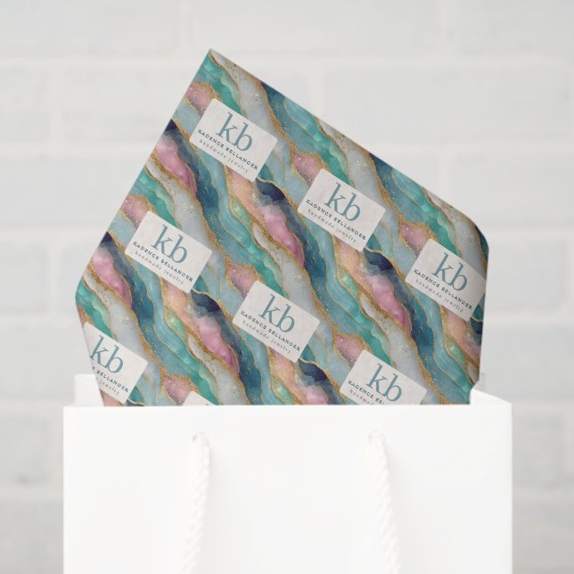 Abstract Geode Pattern Jewellery Business Logo Tissue Paper (Gift Bag)