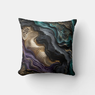 Abstract Geological Art Gold Texture Teal Purple Cushion