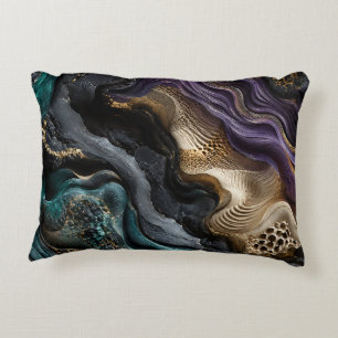Abstract Geological Art Gold Texture Teal Purple Decorative Cushion