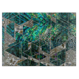 Abstract Geometric Abalone and Mother of pearl Cutting Board