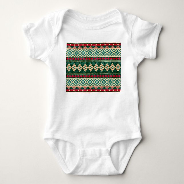 Abstract Geometric African Style Pattern Baby Bodysuit (Front)