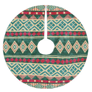 Abstract Geometric African Style Pattern Brushed Polyester Tree Skirt