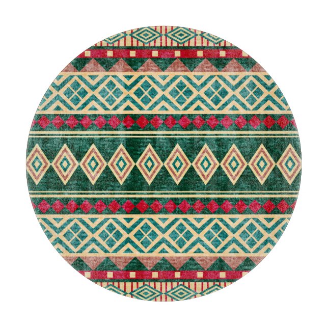 Abstract Geometric African Style Pattern Cutting Board (Front)