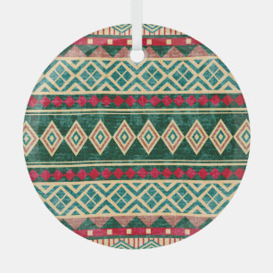 Abstract Geometric African Style Pattern Glass Tree Decoration