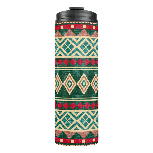 Abstract Geometric African Style Pattern Thermal Tumbler (Front)