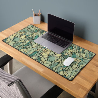Abstract Geometric Aquatic Network Desk Mat