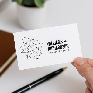 Abstract Geometric Architectural Logo White/Black Business Card