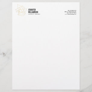 Abstract Geometric Architectural Logo White/Gold Letterhead Design