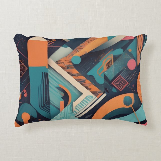 Abstract Geometric Art – Bold Vibrant Graphic Decorative Cushion (Front)