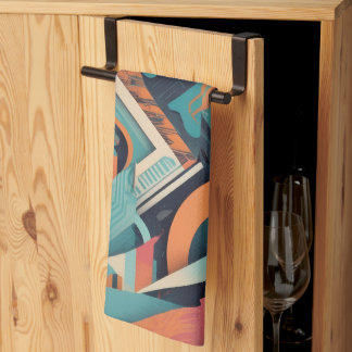 Abstract Geometric Art – Bold Vibrant Graphic Tea Towel