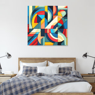 Abstract Geometric Art – Colour Grid Composition Canvas Print