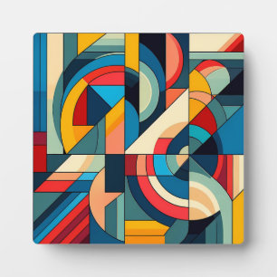 Abstract Geometric Art – Colour Grid Composition Plaque