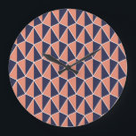Abstract Geometric: Art Deco Seamless Large Clock<br><div class="desc">Abstract Art Deco Seamless Background. Geometric Pattern.
Art Deco seamless background with geometric elegance. A touch of sophistication.
Abstract Art Deco Seamless Background - Geometric Pattern.
textile, pattern, decor, background, abstract, illustration, texture, fashion, vintage, retro, line, seamless, blue, geometric, diamond, silhouette, fabric, ornament, triangle, shape</div>