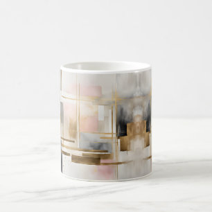 Abstract Geometric Art in Pink Grey and Gold #3 Coffee Mug