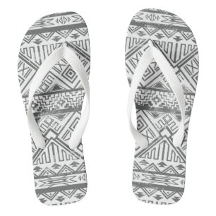Abstract Geometric Aztec Pattern 2 Flip Flops