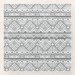 Abstract Geometric Aztec Pattern 2 Glass Coaster