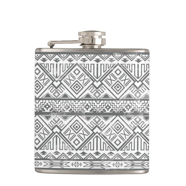 Abstract Geometric Aztec Pattern 2 Hip Flask (Front)