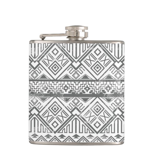 Abstract Geometric Aztec Pattern 2 Hip Flask (Front)
